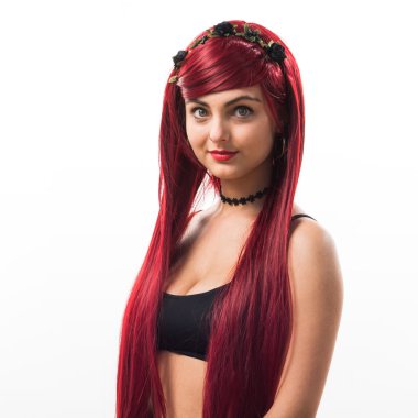 Genç Kızıl saçlı kız poz