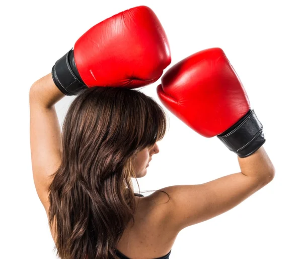 Young girl with boxing gloves — Stock Photo, Image