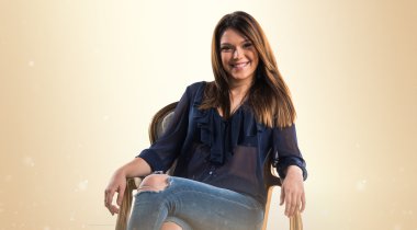 Pretty girl posing in studio
