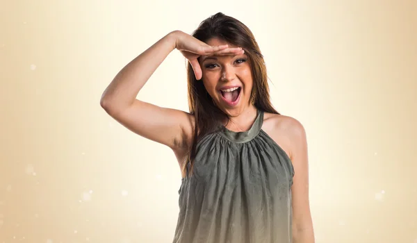 Young girl showing something — Stock Photo, Image