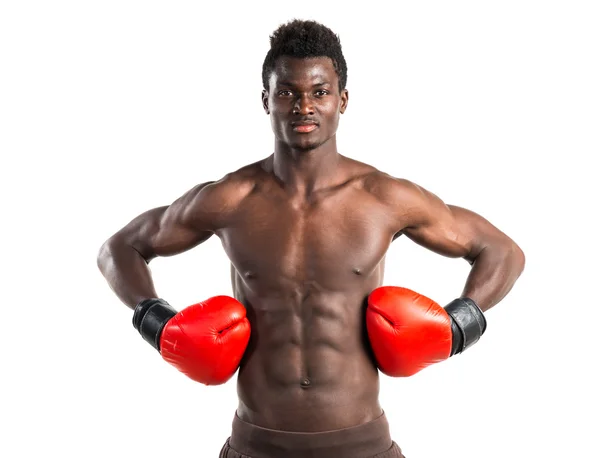 Handsome black man with boxing gloves — Stock Photo, Image