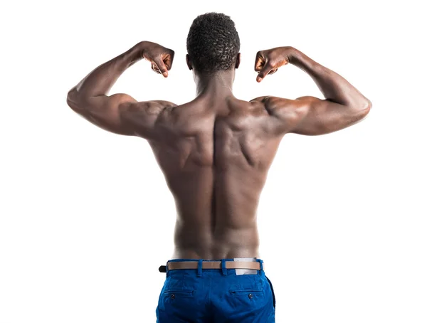 Hombre negro guapo con cuerpo atlético posando — Foto de Stock