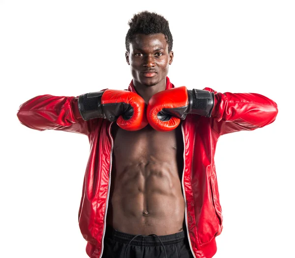 Boks eldivenleri ile siyah adam