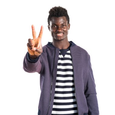 Zafer jest yapan siyah erkek