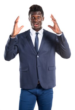 Sürpriz bir jest yapan siyah erkek