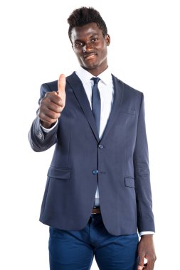 Başparmak ile yakışıklı siyah adam