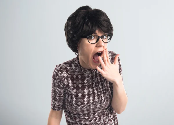 Girl doing surprise gesture — Stock Photo, Image