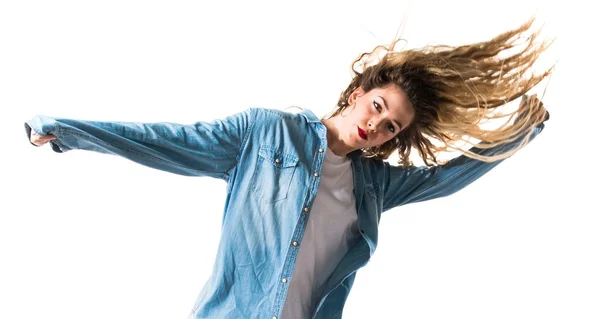 Teenager Mädchen Tänzerin über isolierten Hintergrund — Stockfoto