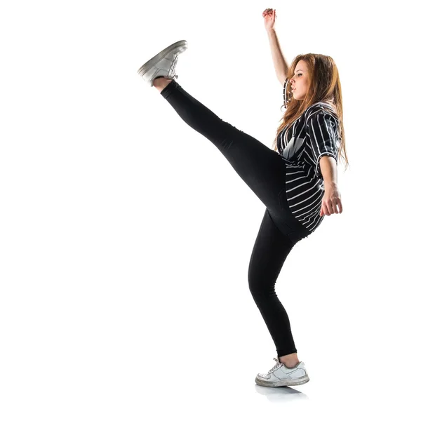 Tiener meisje danser over geïsoleerde achtergrond — Stockfoto