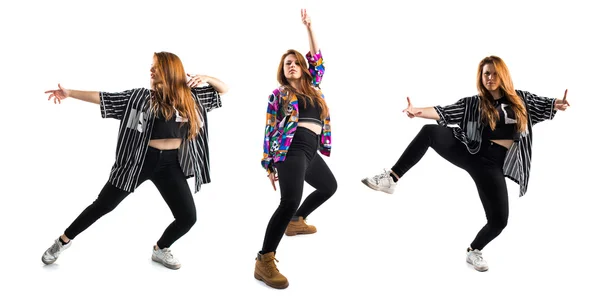 Teenager Mädchen Tänzerin über isolierten Hintergrund — Stockfoto