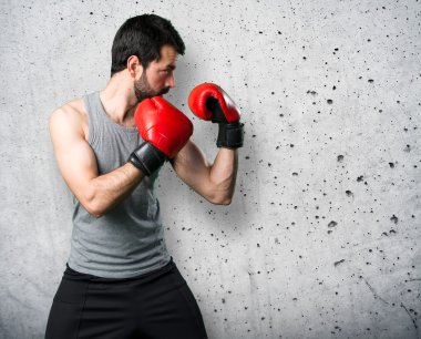 Boks eldivenleri ile sportman