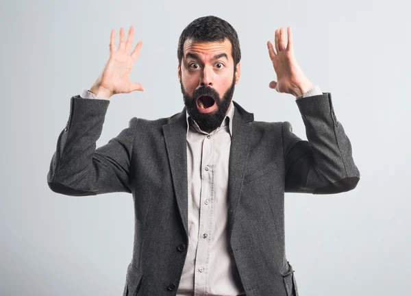 Homem fazendo gesto surpresa — Fotografia de Stock