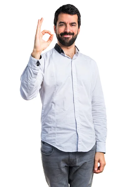 Man making OK sign — Stock Photo, Image