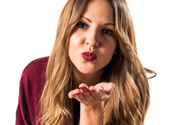 Woman sending a kiss — Stock Photo, Image