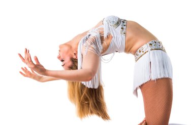 İki kişi izole arka plan üzerinde dans