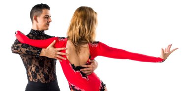 İki kişi izole arka plan üzerinde dans