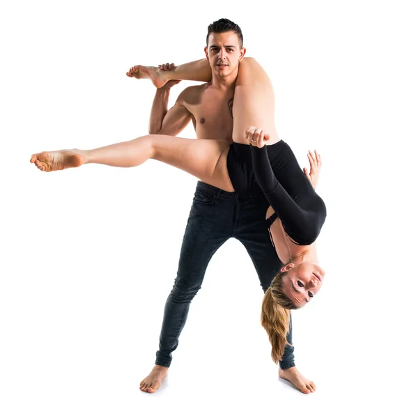 Duas pessoas dançando sobre fundo isolado — Fotografia de Stock