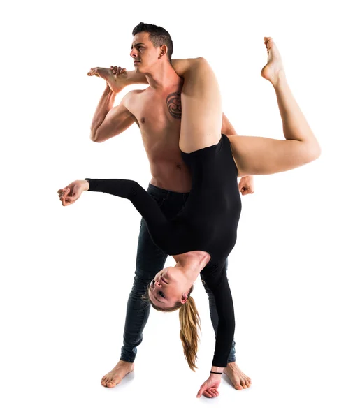 Duas pessoas dançando sobre fundo isolado — Fotografia de Stock