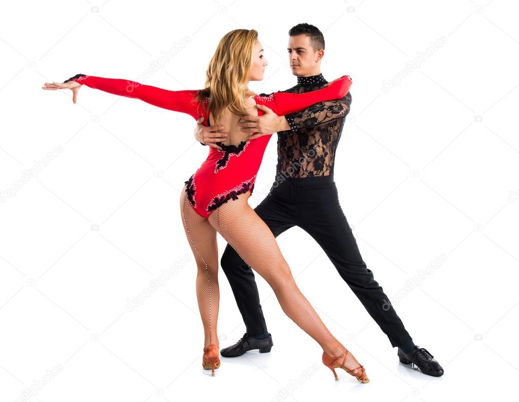 Dos Personas Bailando Sobre Fondo Aislado — Fotos De Stock