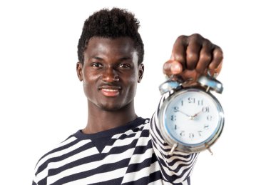 Vintage saat tutan yakışıklı zenci