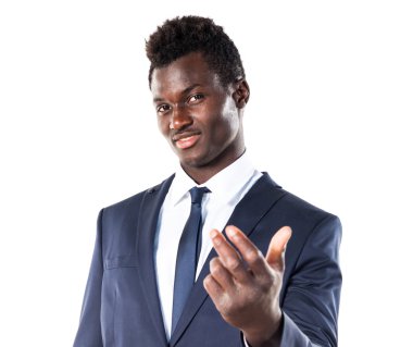 Siyah adam önümüzdeki jest yapma