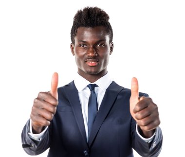 Başparmak ile yakışıklı siyah adam