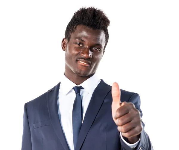 Bonito homem negro com polegar para cima — Fotografia de Stock