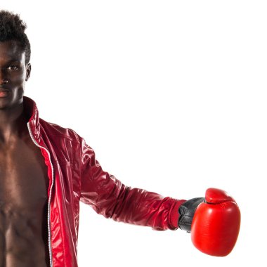Boks eldivenleri ile siyah adam