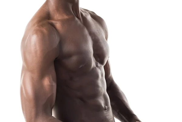 Όμορφος Μαύρος άνδρας με αθλητικό σώμα που παρουσιάζουν — Φωτογραφία Αρχείου