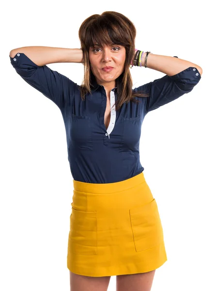 Pretty woman covering her ears — Stock Photo, Image