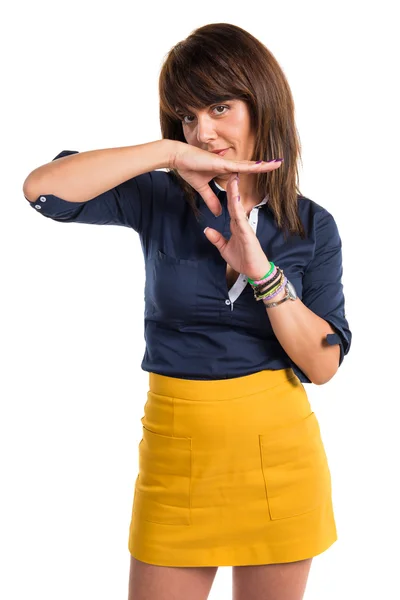 Pretty woman making time out gesture — Stock Photo, Image