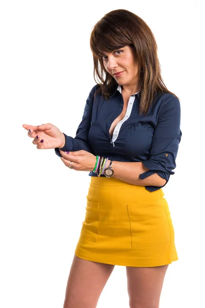 Mujer bonita sobre fondo blanco aislado —  Fotos de Stock