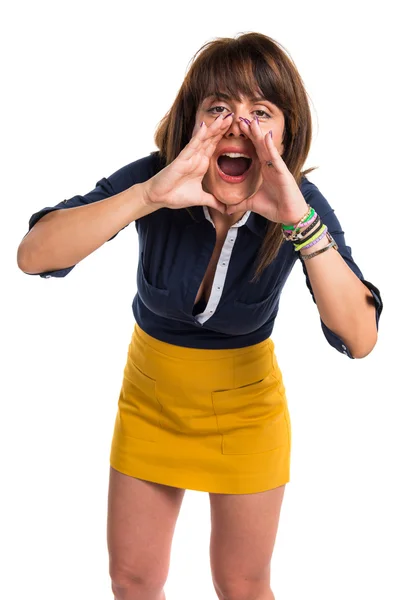 Mujer bonita sobre fondo blanco aislado —  Fotos de Stock