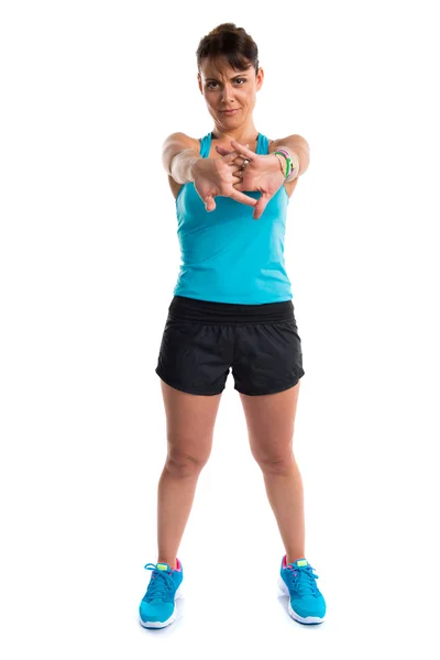 Bella donna sportiva stretching — Foto Stock