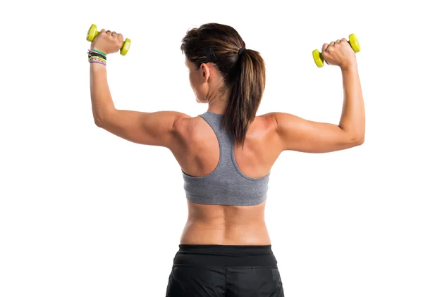 Deporte mujer haciendo levantamiento de pesas —  Fotos de Stock