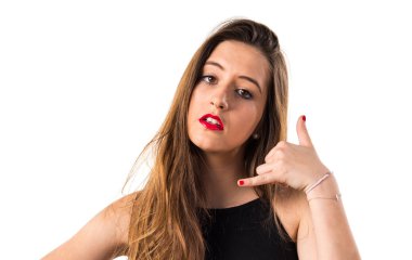 Genç kız telefon jest yapma