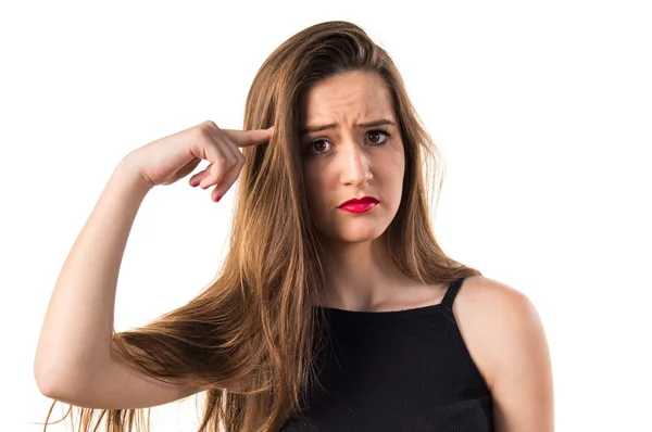 Young girl doing crazy gesture — Stock Photo, Image