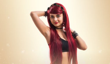 Genç Kızıl saçlı kız poz