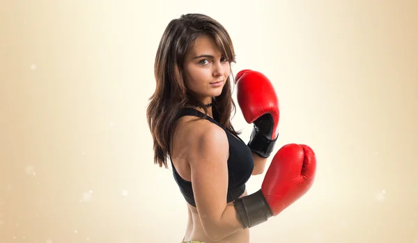 Young girl with boxing gloves — Stock Photo, Image