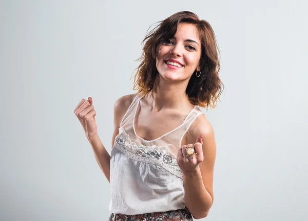 Young and pretty brunette girl — Stock Photo, Image