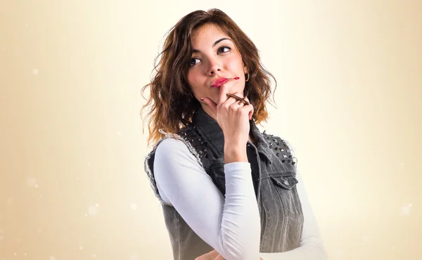 Young and pretty brunette girl — Stock Photo, Image