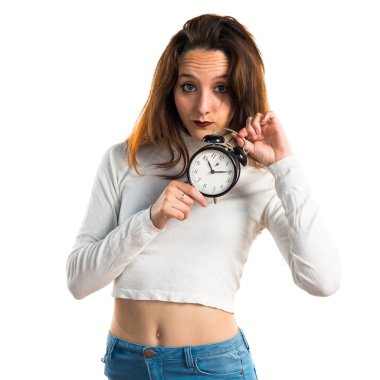 Vintage saat tutan kız