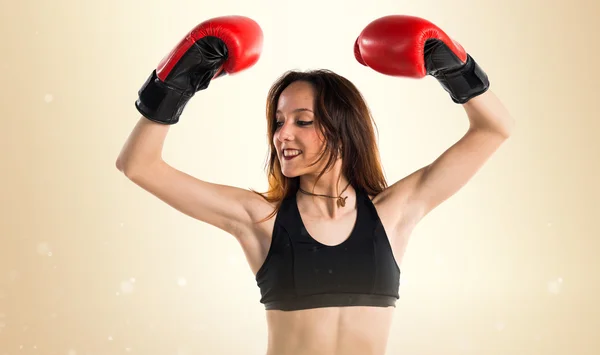 Girl with boxing gloves — Stock Photo, Image