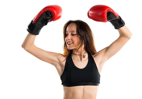 Chica con guantes de boxeo — Foto de Stock