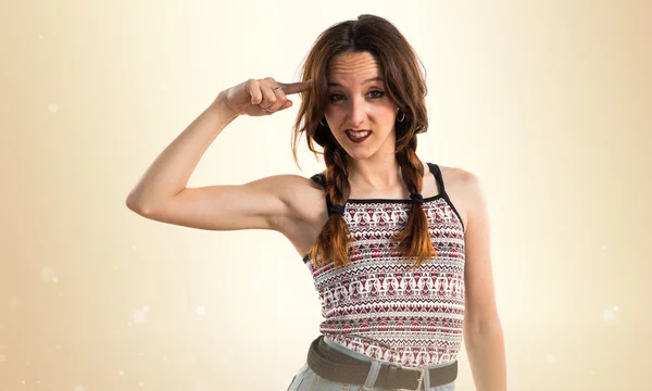 Girl making crazy gesture — Stock Photo, Image