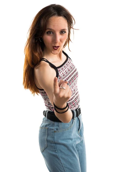 Ung söt kvinna poserar i studio — Stockfoto
