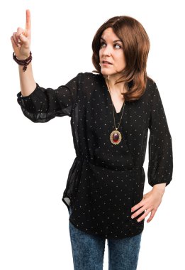 Şeffaf ekranda dokunmadan kadın