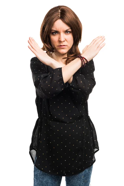 Woman doing NO gesture — Stock Photo, Image