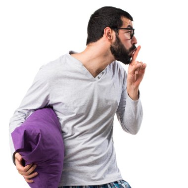 Erkek pijama sessizlik jest yapma