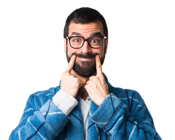 Hombre feliz en bata — Foto de Stock